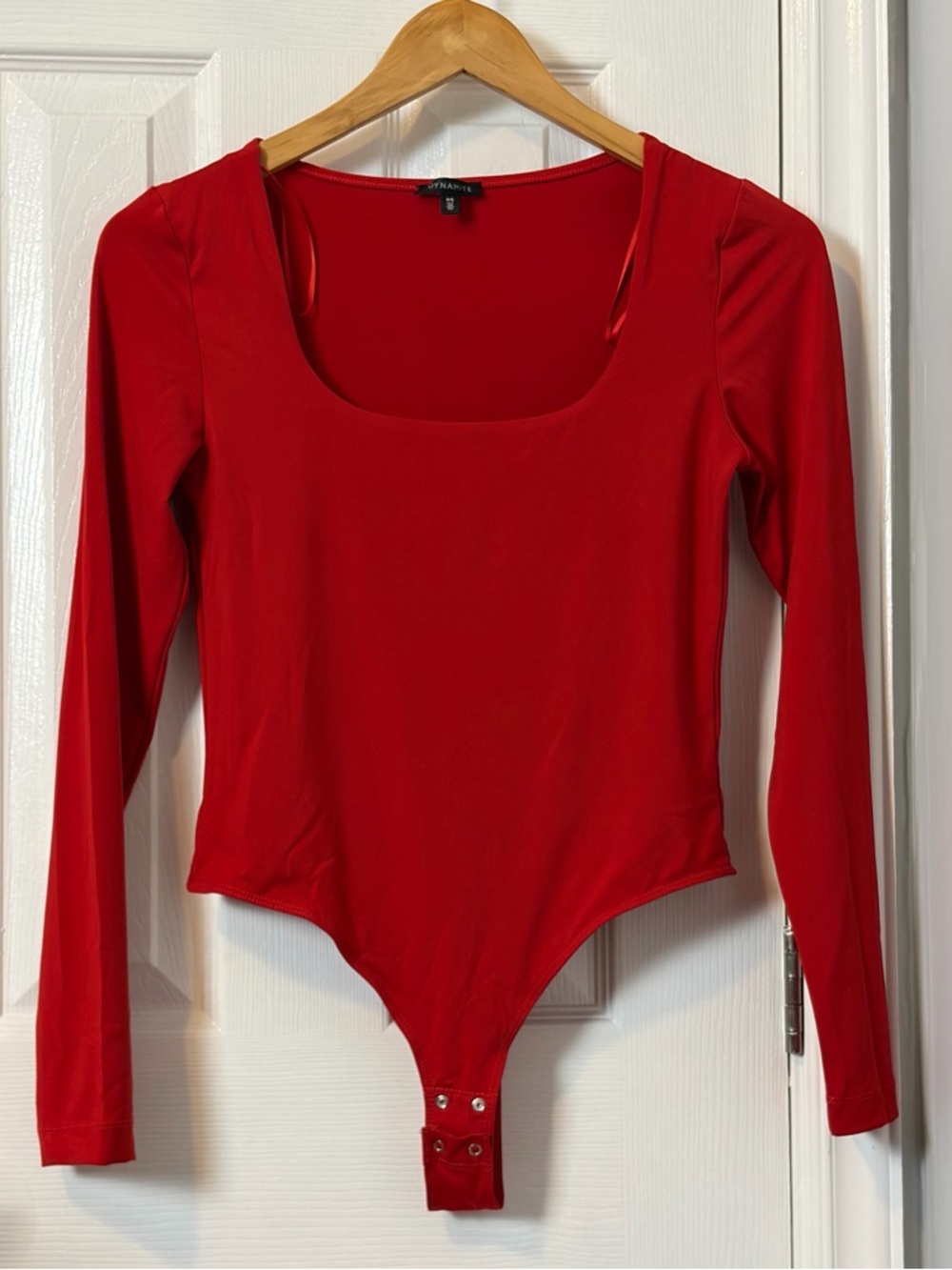 Dynamite Red Long-Sleeve Scoop Neck Bodysuit